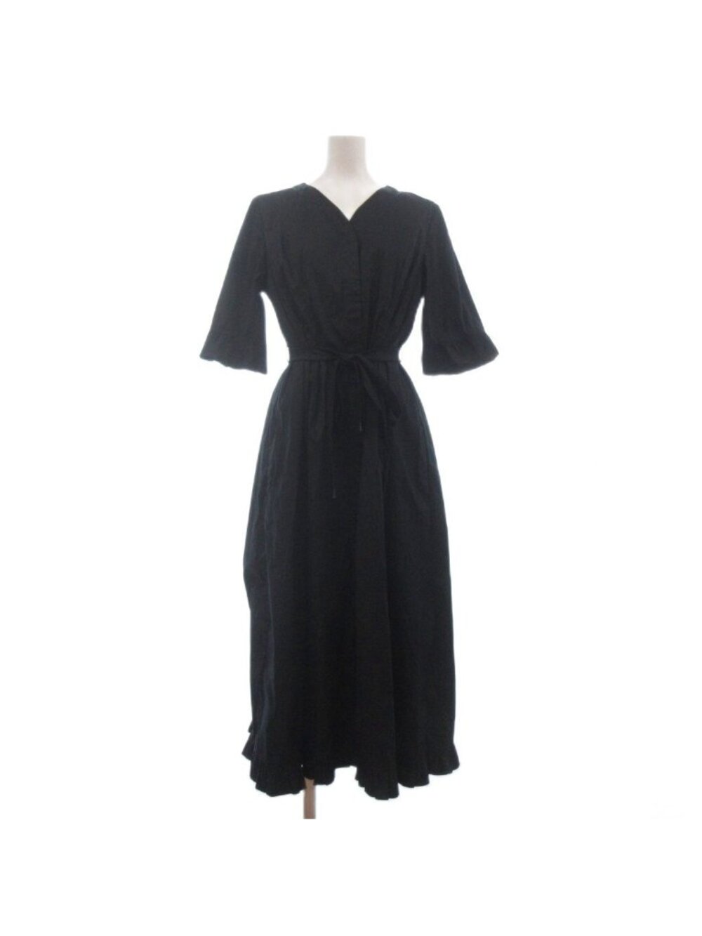 S Max Mara Flare Dress Long Length Short Sleeve Black